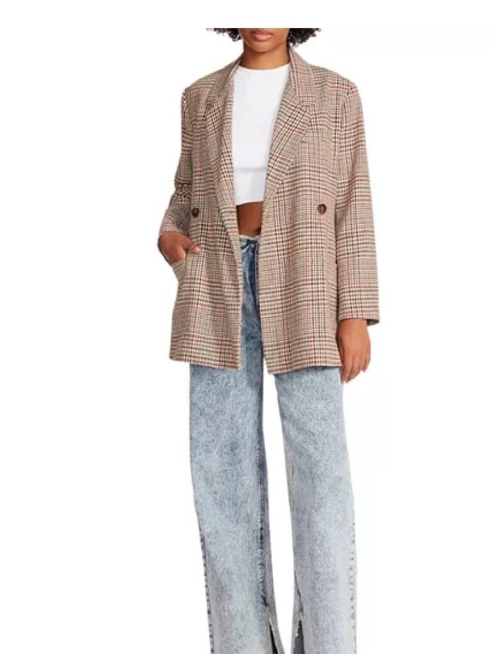STEVE MADDEN women's plaid blazer small NWOT